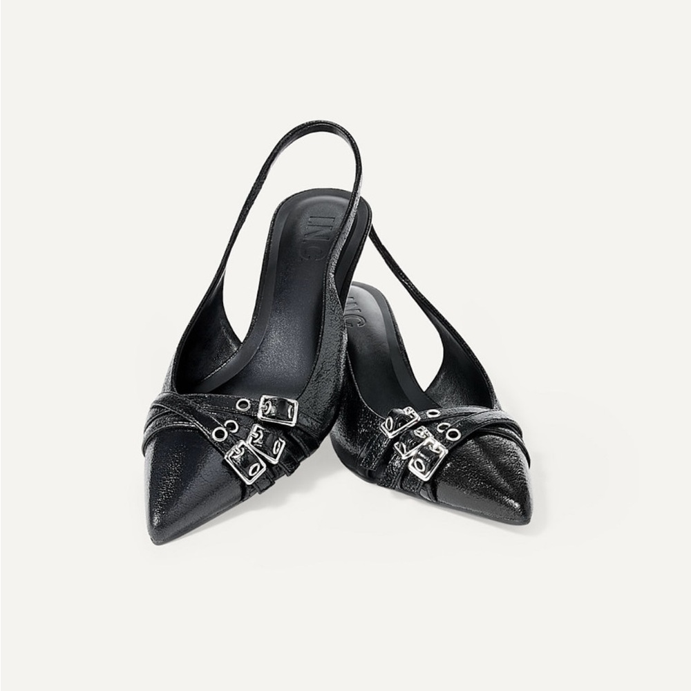 INC International Concepts Black Capekapa Black Slingback pumps